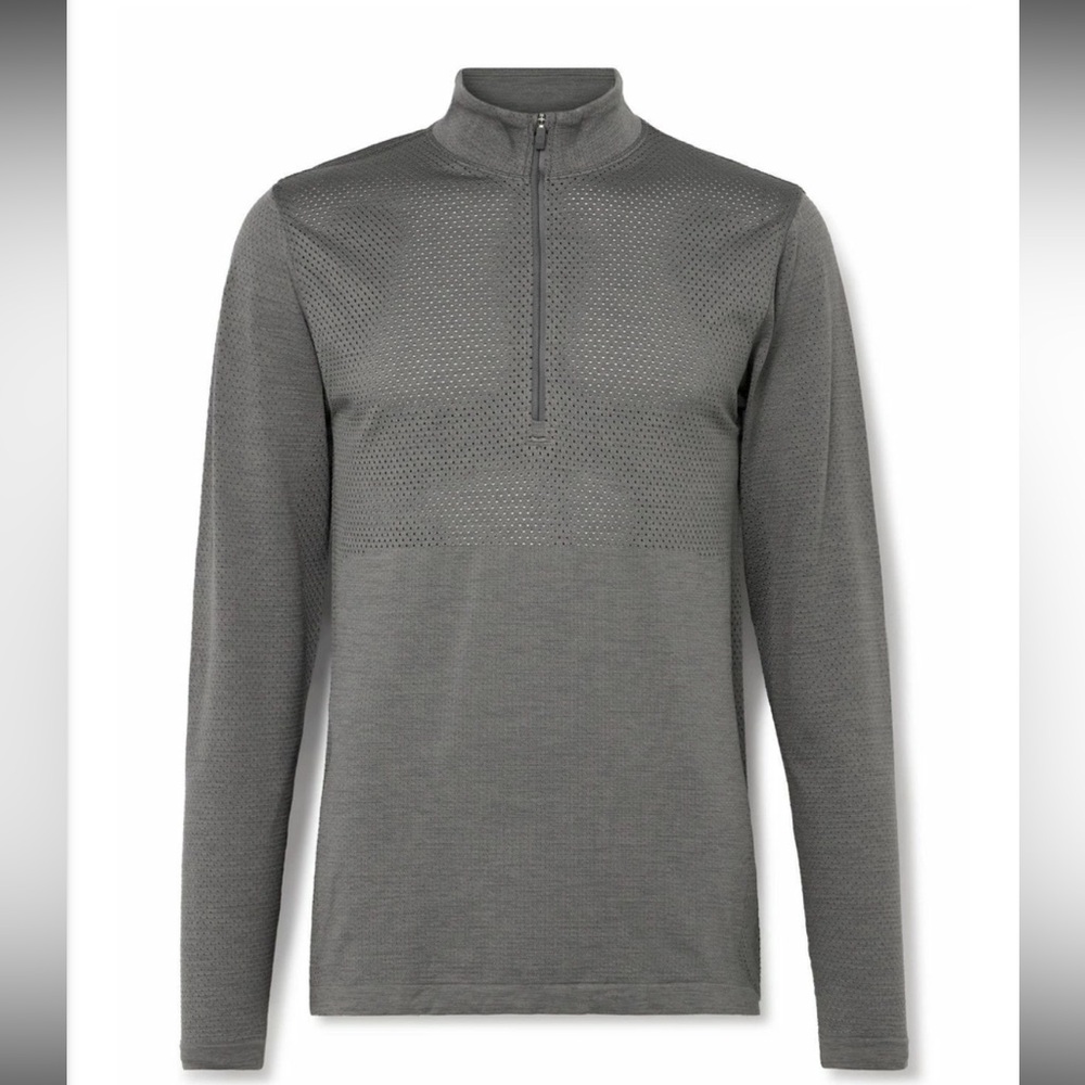 Lululemon - Metal Vent Tech Perforated Stretch-Mesh Half-Zip Top - Gray small